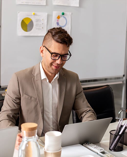 Employee working on laptop